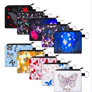 Colorful Butterfly Print Coin Purses 10 Piece